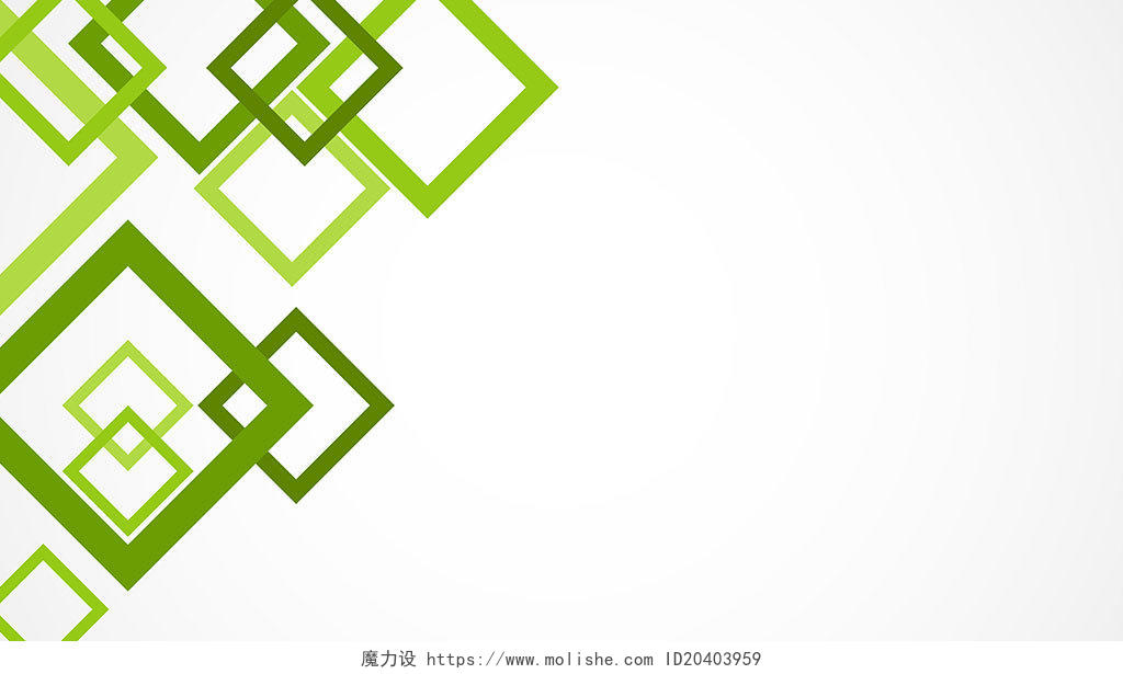 小清新方形绿色渐变几何简约拼接海报背景